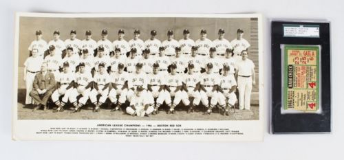 1946 Boston Red Sox WS Ticket Stub & Photo – COA SGC