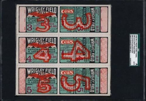 Full Sheet Un Broken 1932 World Series Game 3, 4, And 5 Ticket Proofs...