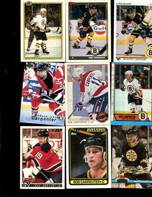 BOBBY CARPENTER  LOT OF 21 ALL DIFFERENT HOCKEY CARDS BRUINS CAPITALS BEVERLY