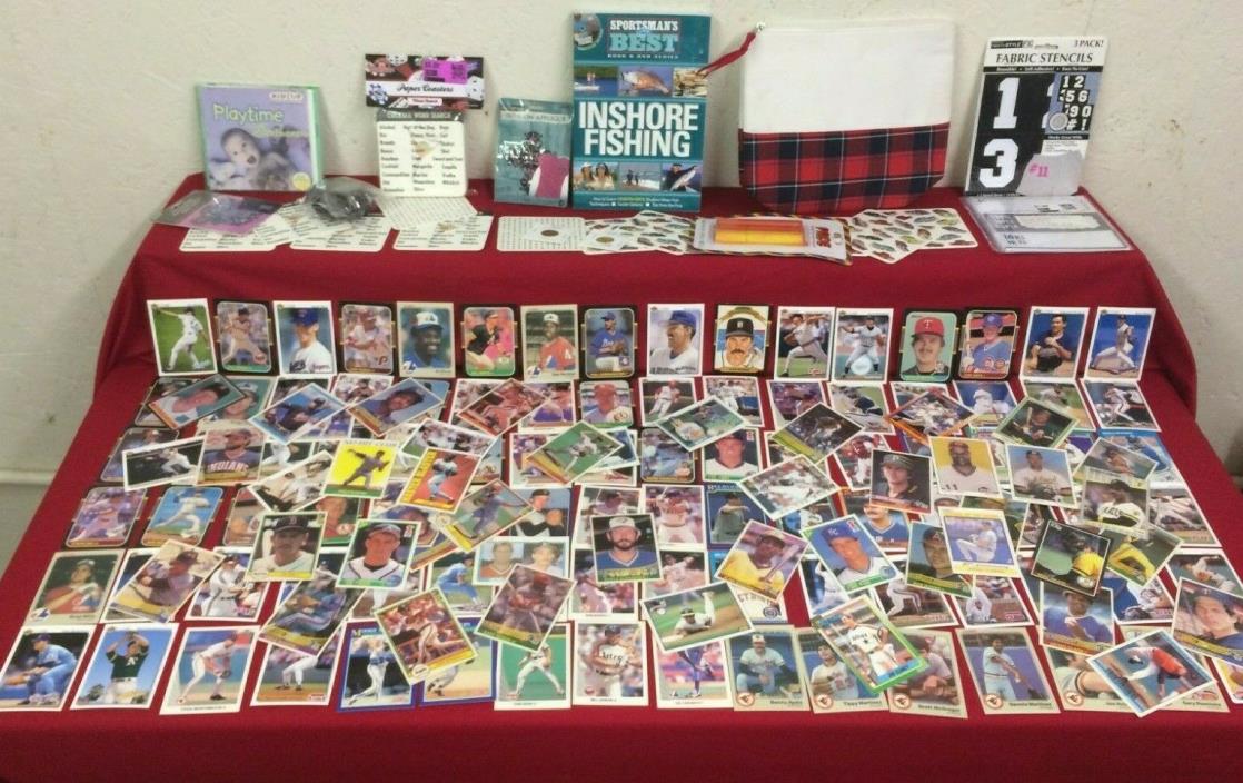 Mixed Junk Drawer Lot of  Older Baseball Cards, Fishing Book, Coins  & Misc #10D