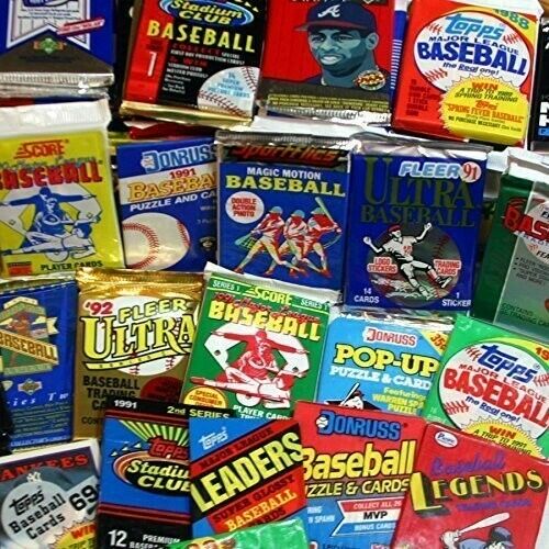 300 Unopened Baseball Cards Collection in Factory Sealed Packs of Vintage MLB