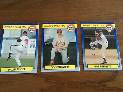 Bob Bennett,David Mysel,Don Wengert '92Draft Pick Baseball Cards,EUC
