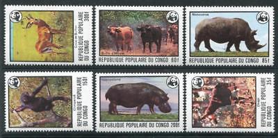 HERRICKSTAMP CONGO Sc.# 453-58 1978 Plains Animals W.W.F. Stamps