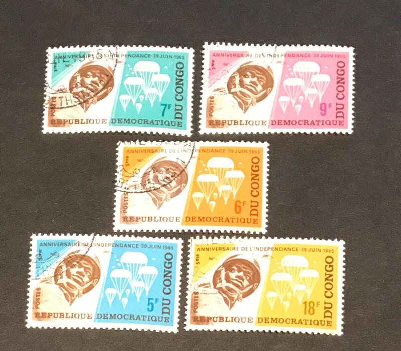 Congo postage stamps lot of 5 Paratroopers   1965 Old        No