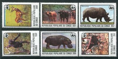 HERRICKSTAMP CONGO Sc.# 453-58 1978 Plains Animals W.W.F. Wholesale Lot