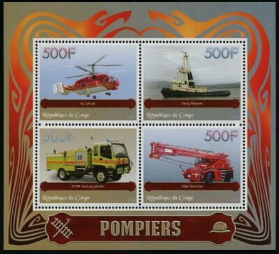 HERRICKSTAMP NEW ISSUES CONGO Fire Engines Sheetlet