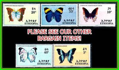 ETHIOPIA 1967 BUTTERFLIES SC#476-80 MNH CV$18.00 INSECTS