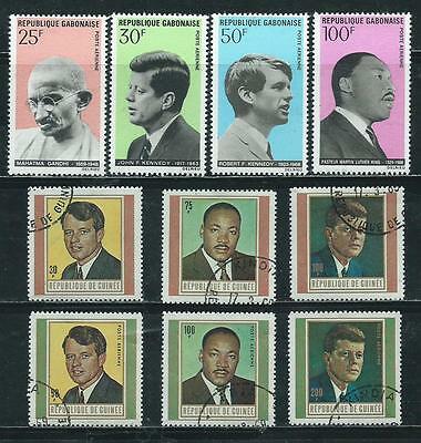 Gabon # C78 to C81 MNH set & Guinea # 519-21, C107-9 set - Champions of Freedom.