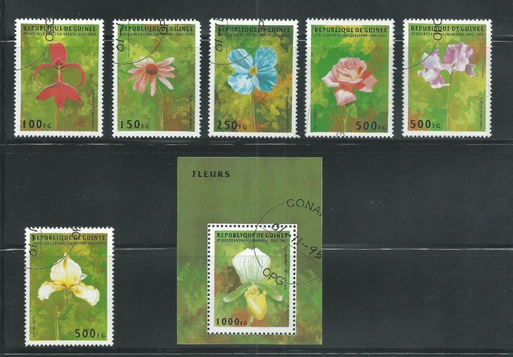 Guinea Scott # 1312-1318 Used/CTO Flowers