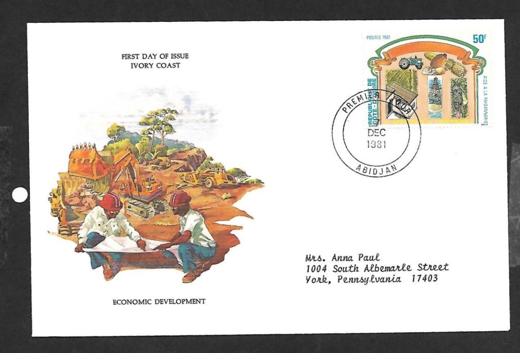 IVORY COAST 1981, FIRST DAY COVER, ECONOMIC DEVELOPMENT