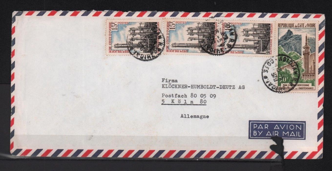 IVORY COAST 1979 COVER REFINERY OIL AIRMAIL TO GERMANY