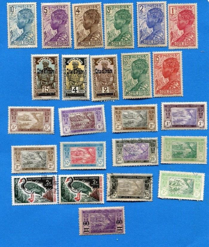 24 ivory coast stamps many mnh, og