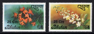 Bhutan 263-64 Orchids Flowers Surcharge Mint NH