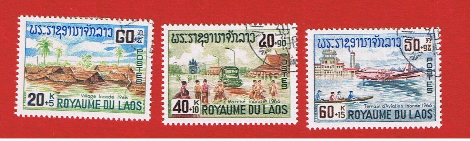 Laos #B6-B8  VF used  Semi-Postal  Free S/H
