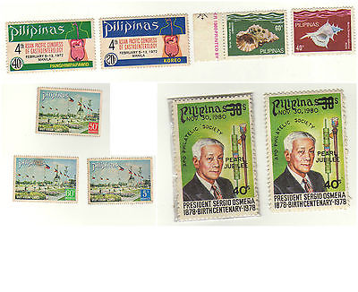 stamps PHILIPPINES A232(2) A363(2) A233(3) A313(2) MINT MNH SETS LOT