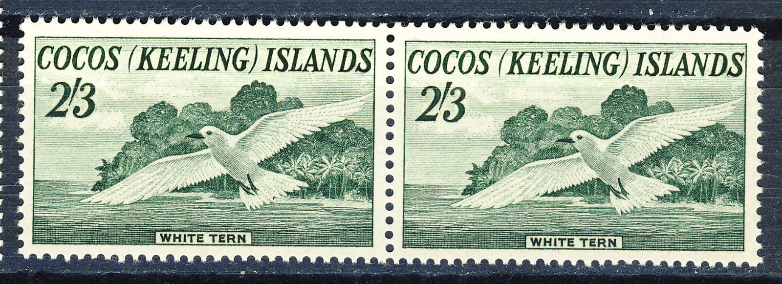 1963 Cocos Keeling Islands 2/3 shilling High value from first set MNH PAIR Sc.#6