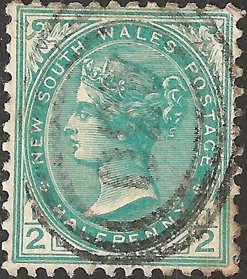 USED 1906 1/2 p Stamp NEW SOUTH WALES British Colony QUEEN VICTORIA Bluish Green