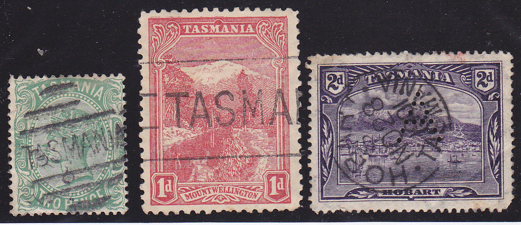 Tasmania, Lot of 3 Old Used Hinged Stamps, 1 Queen Victoria, C14
