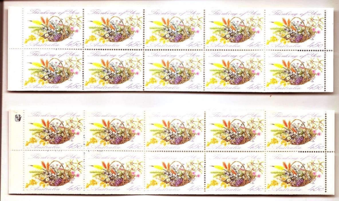 AUSTRALIA 1992 Greetings Thinking of You 2 Booklets Scott 1234a SG SB77 1318a