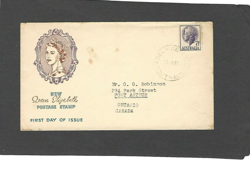 1957 7 1/2d QE FDC ADELAIDE,SOUTH AUST OCT 13-1957