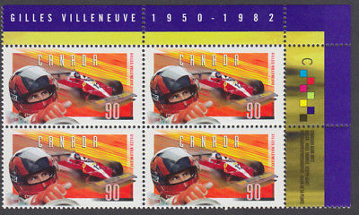 Canada - #1648 Gilles Villeneuve Plate Block - MNH