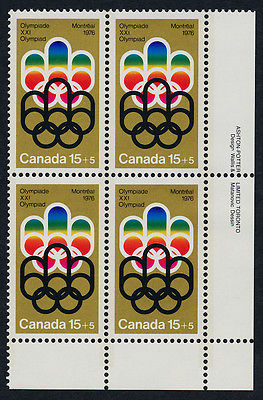 Canada B3 BR Plate Block MNH Olympic Symbols