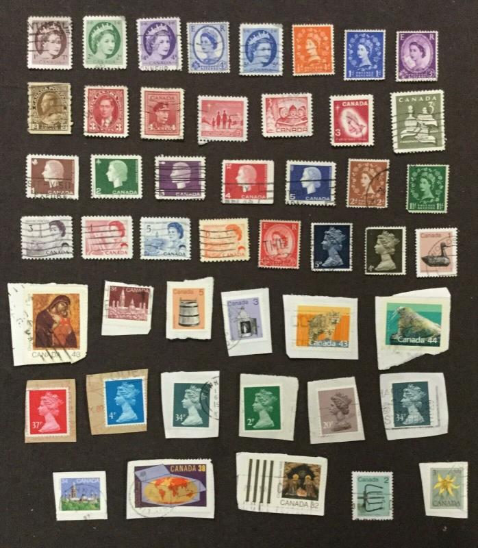 LOT OF 48 POSTAGE STAMPS FROM CANADA COLLECTED IN 1960'S COLLECTION RARE VINTAGE