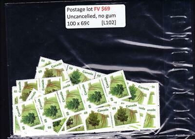 Canada postage lot 100 x 69¢, FV $69, no glue, uncancelled [L102]