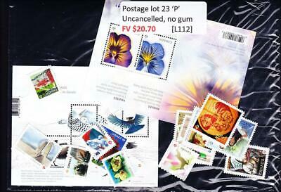 Canada postage lot 23 permanent 'P', FV $20.70, no glue, uncancelled [L112]