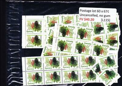 Canada postage lot 60 x 67¢, FV $40.20, no glue, uncancelled [L115]