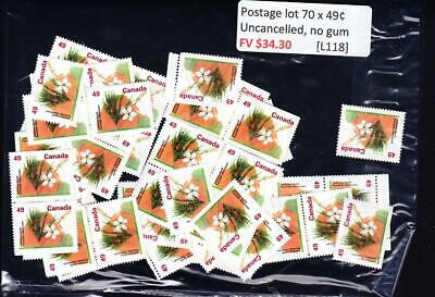 Canada postage lot 70 x 49¢, FV $34.30, no glue, uncancelled [L118]