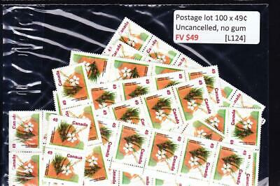 Canada postage lot 100 x 49¢, FV $49, no glue, uncancelled [L124]