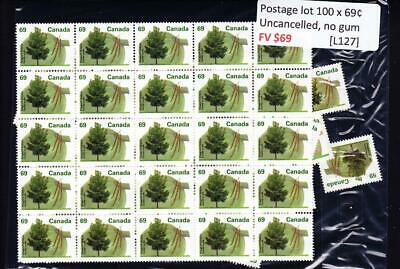 Canada postage lot 100 x 69¢, FV $69, no glue, uncancelled [L127]