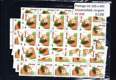 Canada postage lot 100 x 49¢, FV $49, no glue, uncancelled [L128]