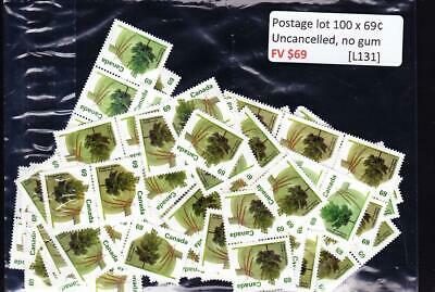Canada postage lot 100 x 69¢, FV $69, no glue, uncancelled [L131]