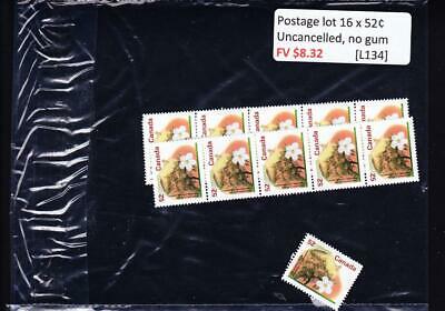 Canada postage lot 16 x 52¢, FV $8.32, no glue, uncancelled [L134]