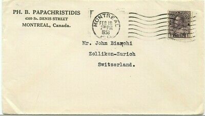 5c Admiral on 1938 Montreal surface mail Canada cover