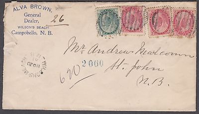 #75, 77 & 77a Pair on 'Wilson's Beach', N.B. Registered Cover