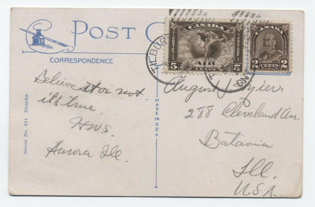 Canada C2 airmail on postcard to USA [y2422]