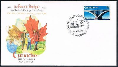 1977 Peace Bridge Joint Issue FDC Canada Sc737 Fleetwood Cachet