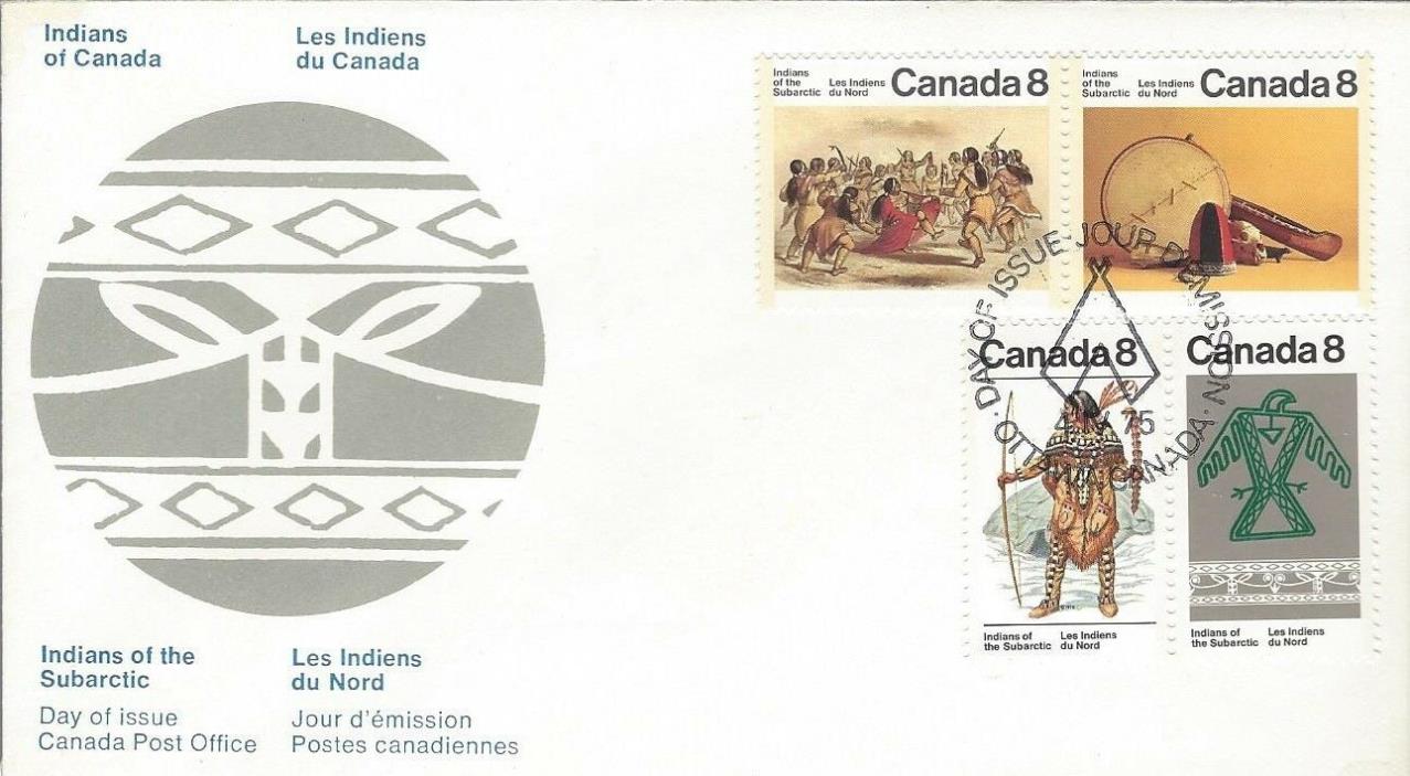 1975 Indians of Canada #574-7 Subarctic Indians FDC with CP cachet