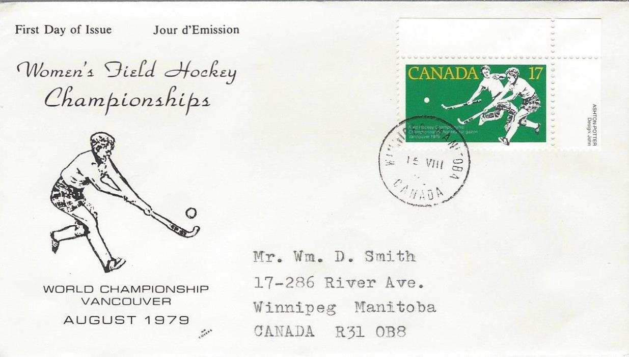 1979 #834 Women's Field Hockey Championships FDC with NR Covers cachet
