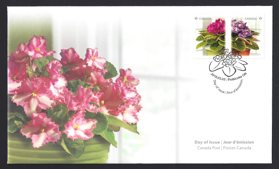 Canada  #  2377 & 2378     African Violets         New  2010 Unaddressed