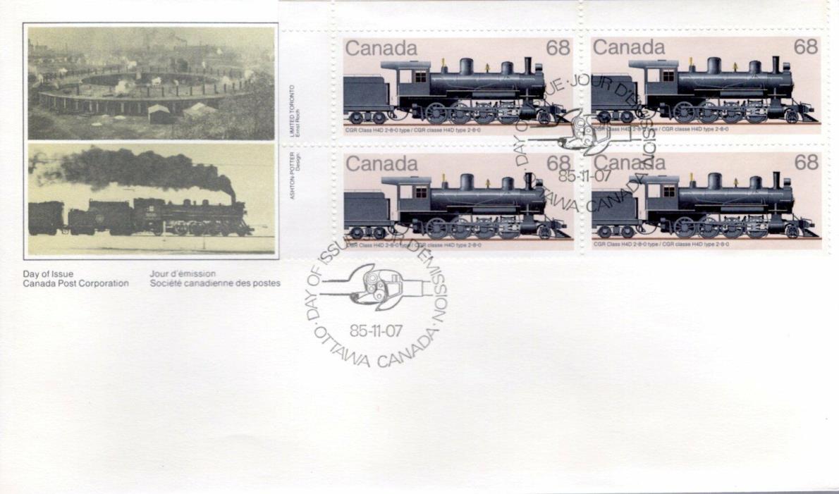 1985 Canadian Locomotives #1074 CGR Class H4D 2-8-0 UL PL BLK FDC with CP cachet