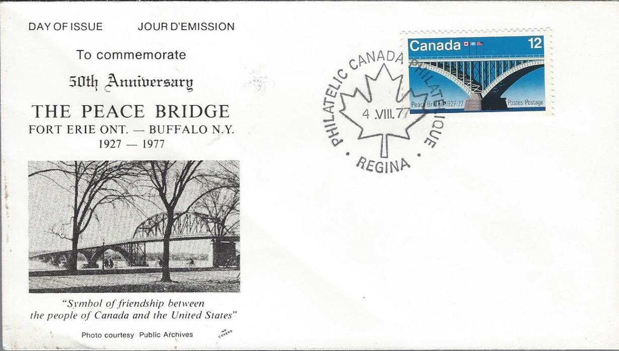 1977 #737 Peace Bridge FDC with NR Covers cachet