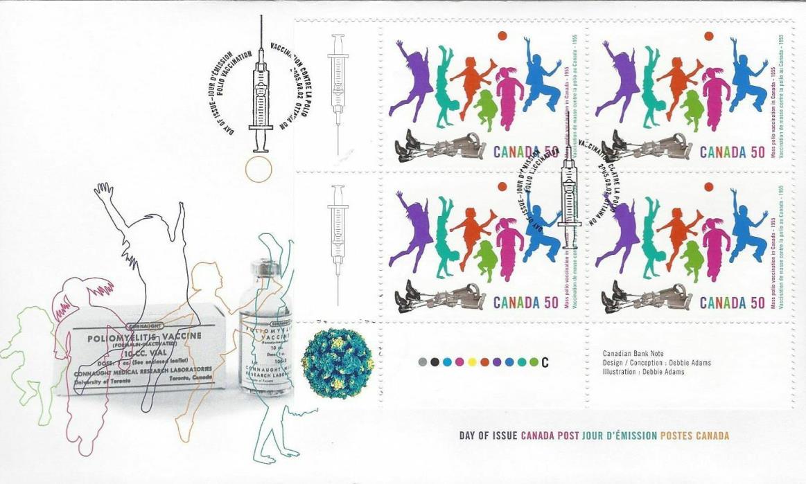 2005 #2120 Polio Vaccination LL PL BLK FDC with CP cachet