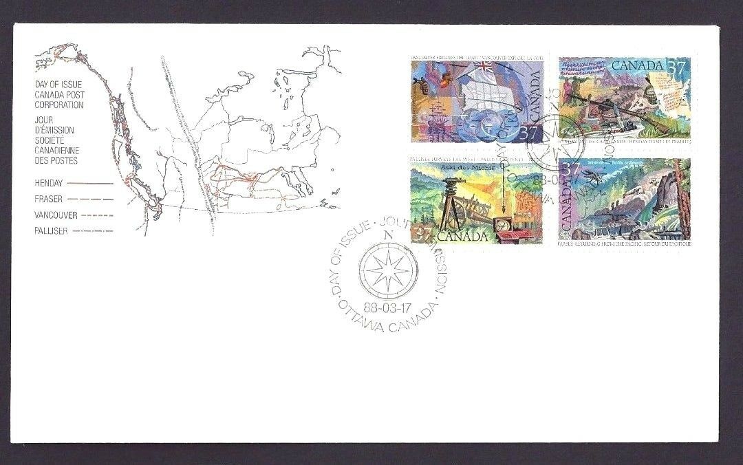 Canada  # 1199 - 1202 Block B     EXPLORATION OF CANADA    New 1988 Unaddressed