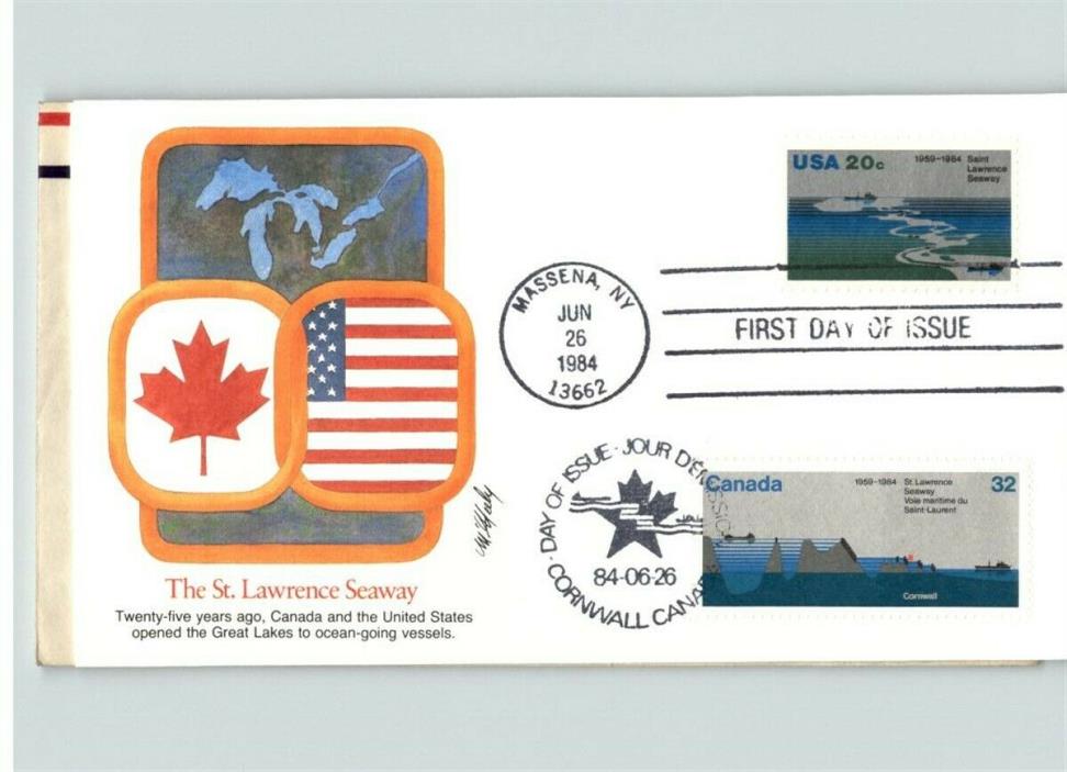 JOINT ISSUE, St. Lawrence SEAWAY, both CANADA and United States stamps/ cancels,