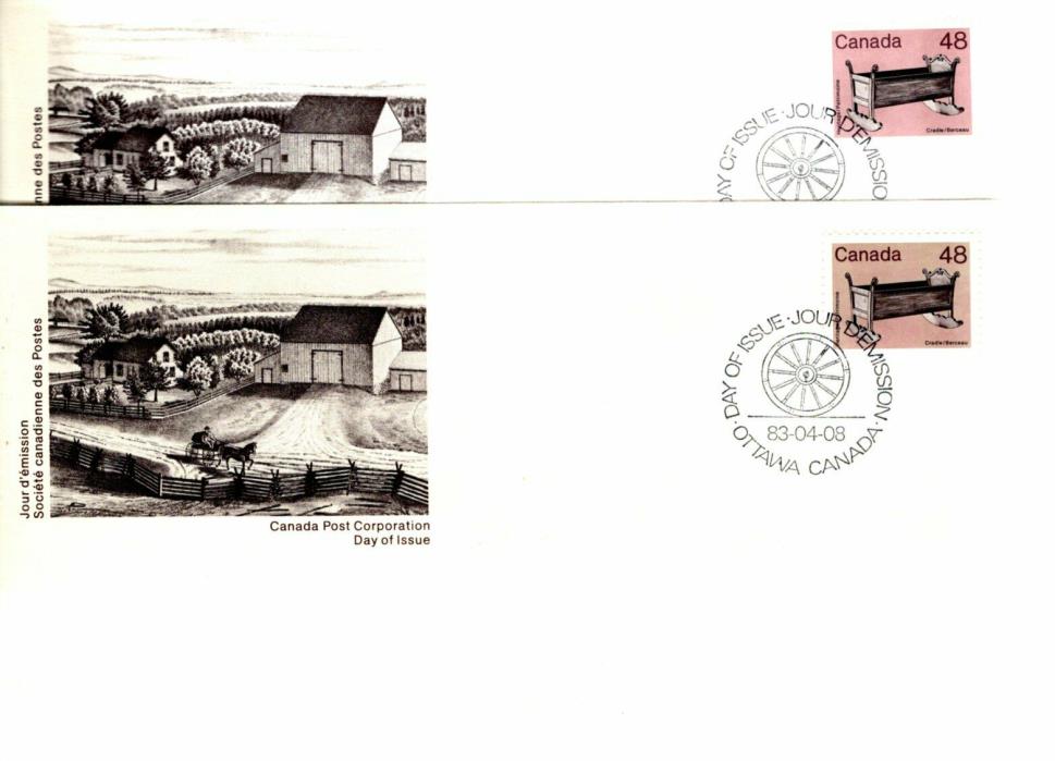 1983 #925-25i Cradle combo regular & brown background FDC with CP cachet