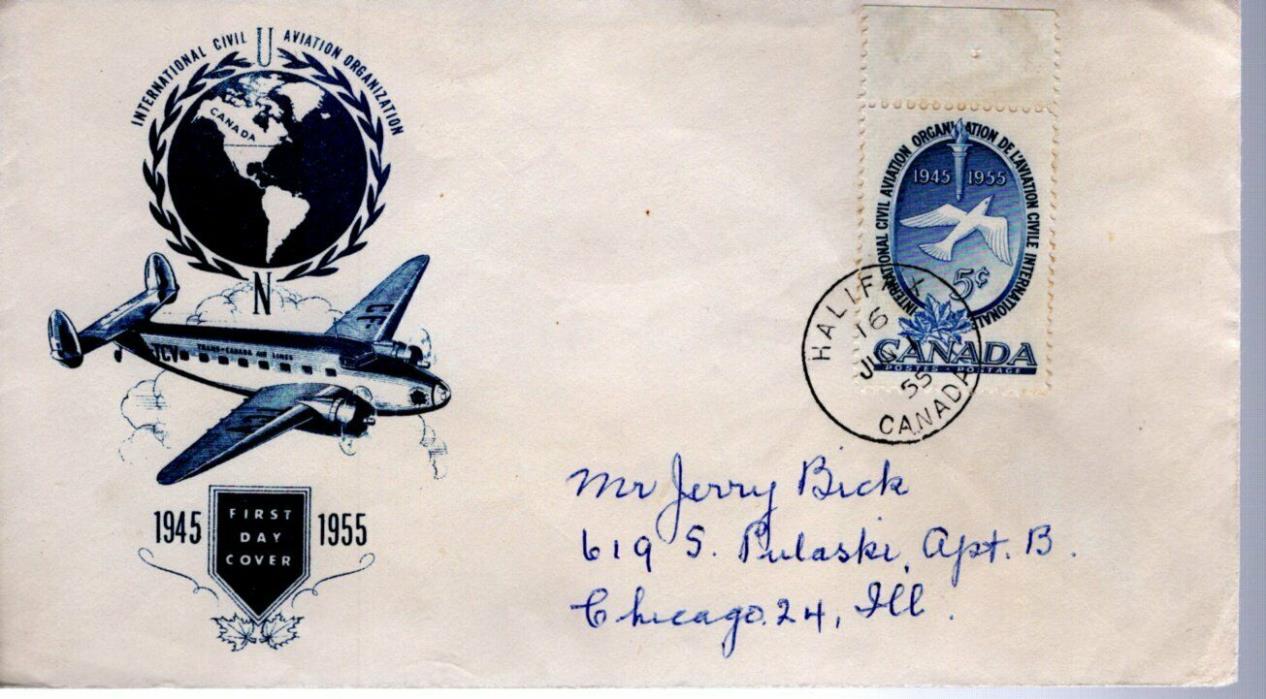 1955 #354 UN ICAO FDC with Fluck cachet